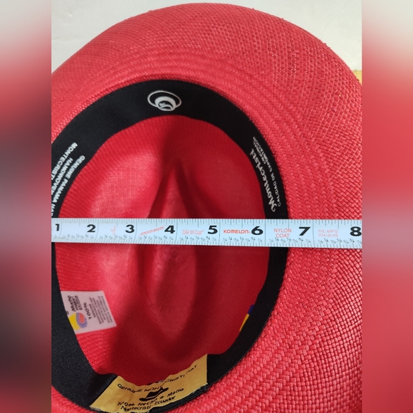 Equador Women\'s Handwoven Montecristi panama hat Red Sz 59 Unworn Condition main image 7